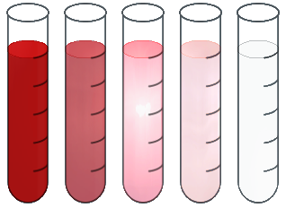 A series of test tubes with blood and water in them