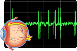 Neuron spike trace with a diagram of an eye