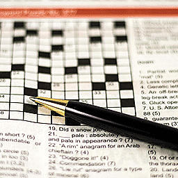 empty crossword puzzle in a newspaper