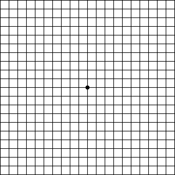 a twenty by twenty black grid on a white background with a small black circle in the center